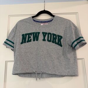 Limited Too Y2K New York Crop Top Grey & Green EUC Small (Kids 10-12)